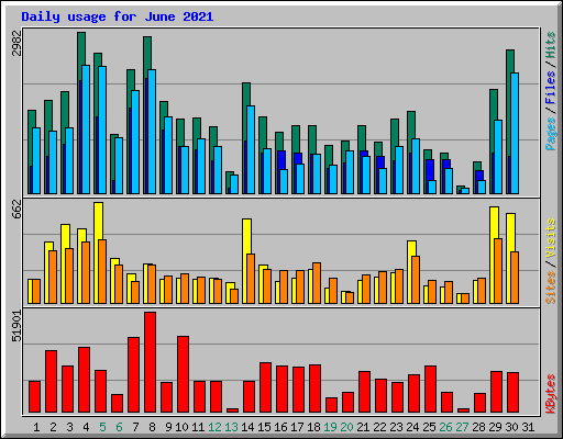 Daily usage for June 2021